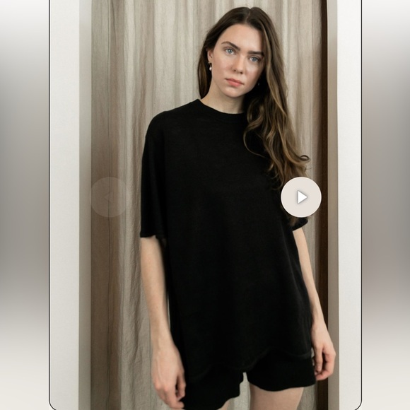 St. Agni Black copain tee Linen Knit Top oversized small/medium - Picture 2 of 6